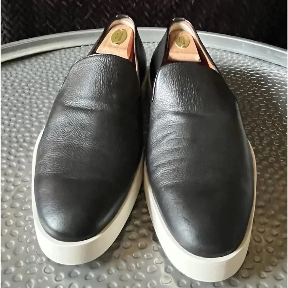 Men's Santoni Black Leather Slip On Loafer Casual/Business Shoes Size 10.5